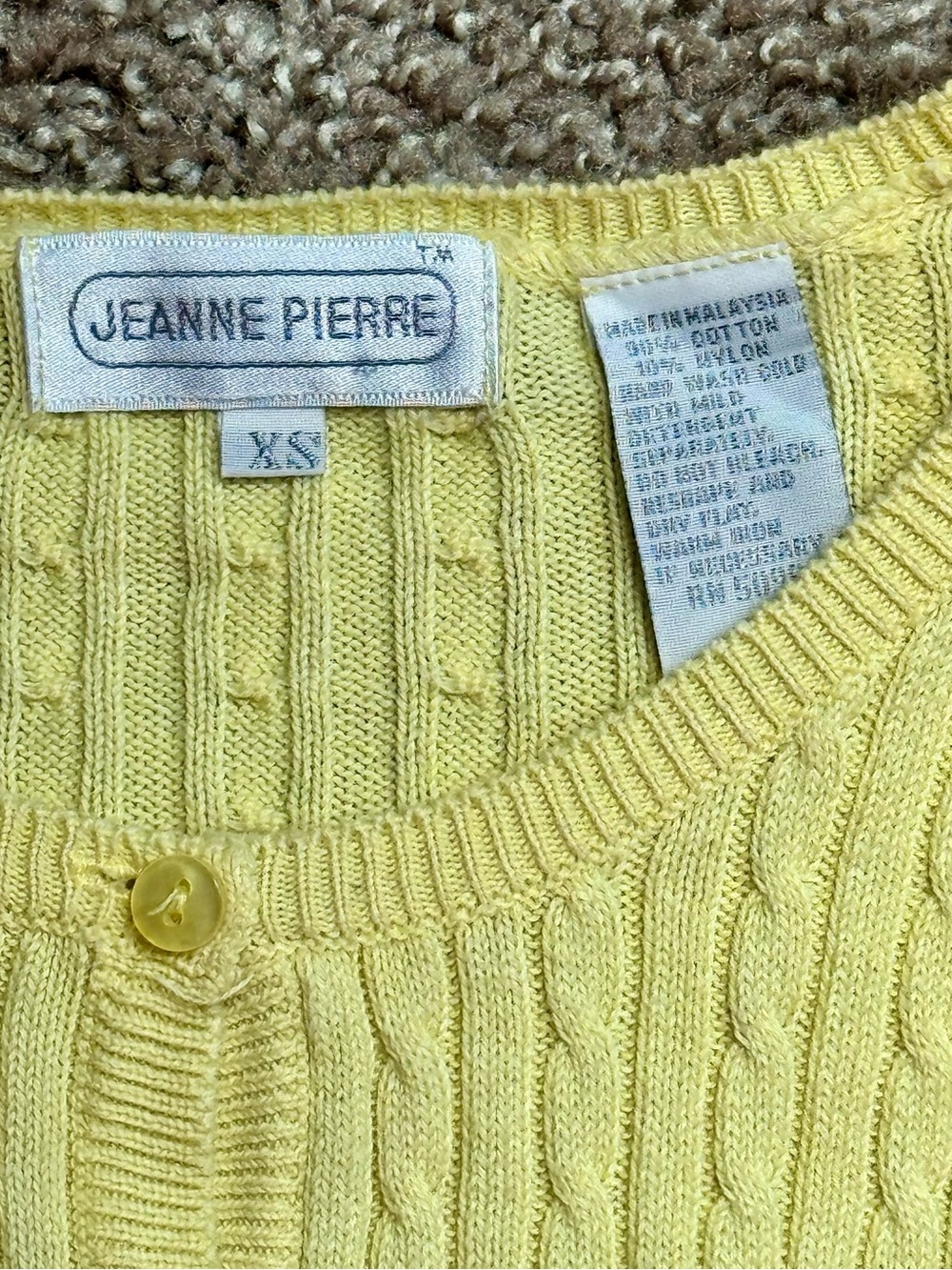 Vintage Butter Yellow Cable Knit Cardigan XS Coastal Granddaughter Y2K Sweater - Picture 5 of 5